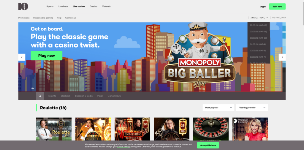 10bet casino website design