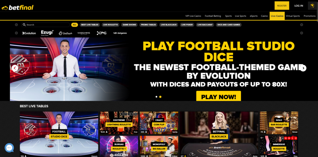 Betfinal casino website design