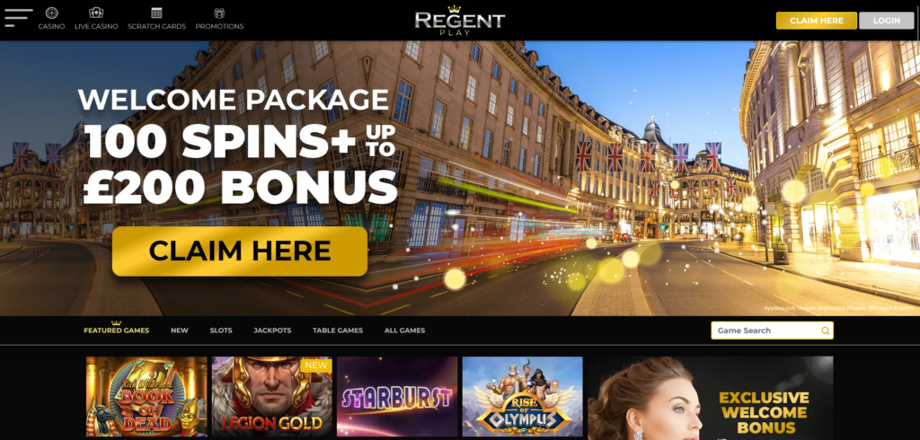 Regent Play casino website design