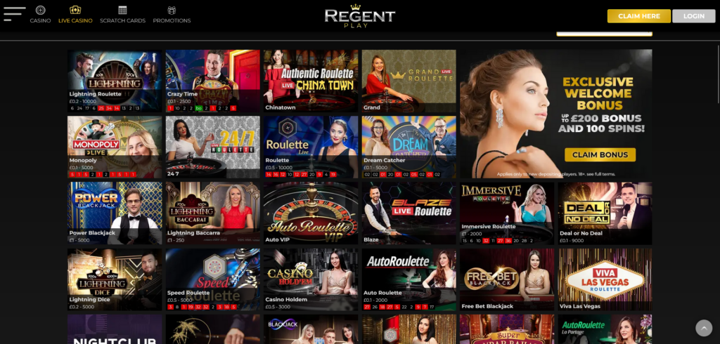 Regent Play Casino live dealer games