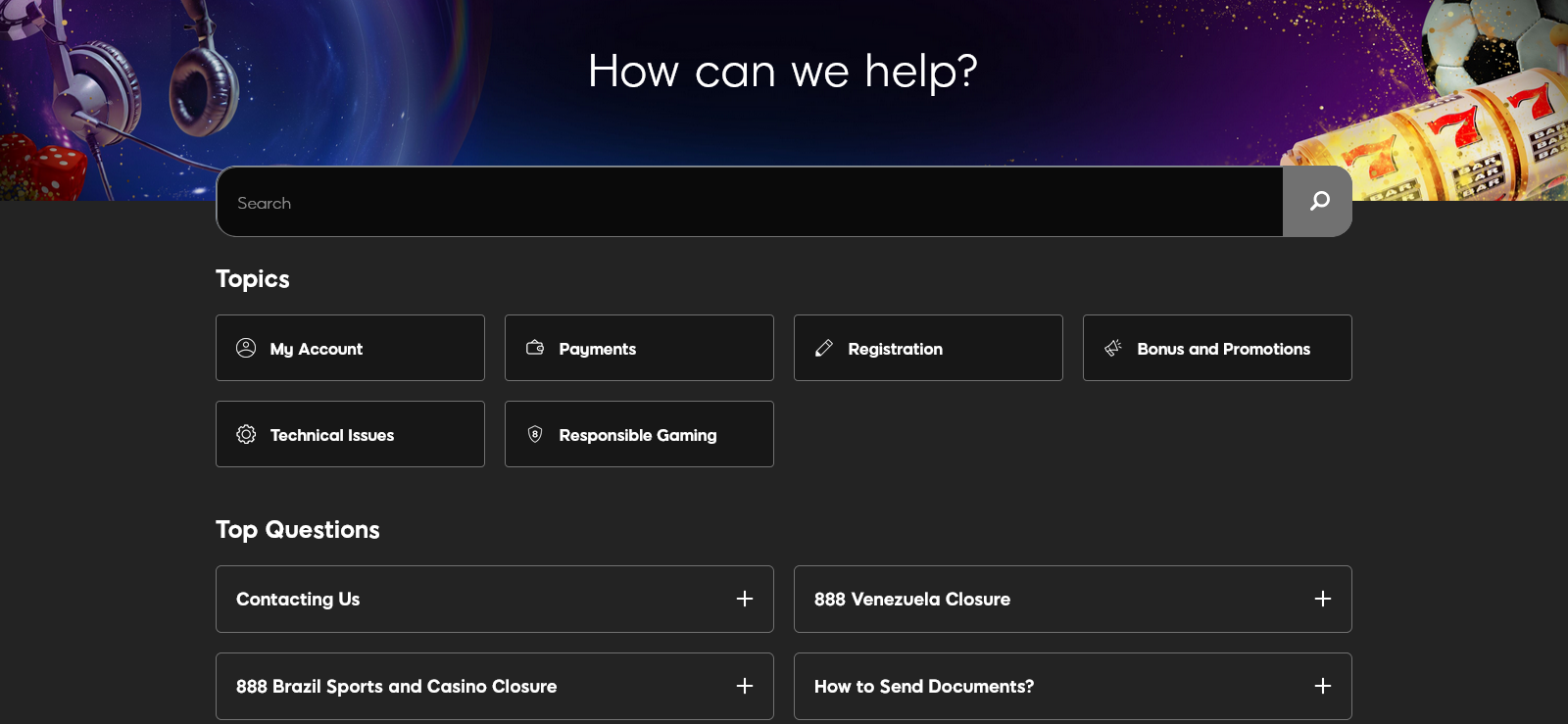 888 casino support