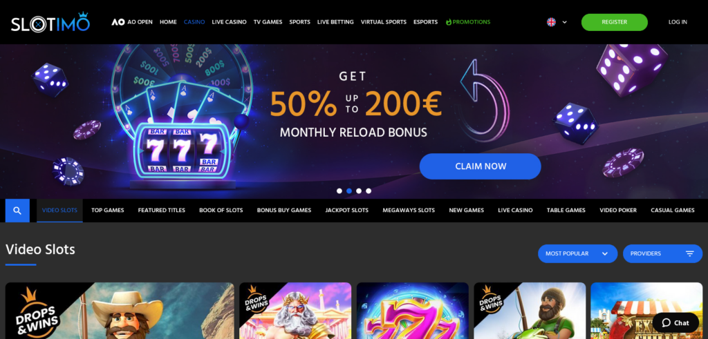 Slotimo casino website design
