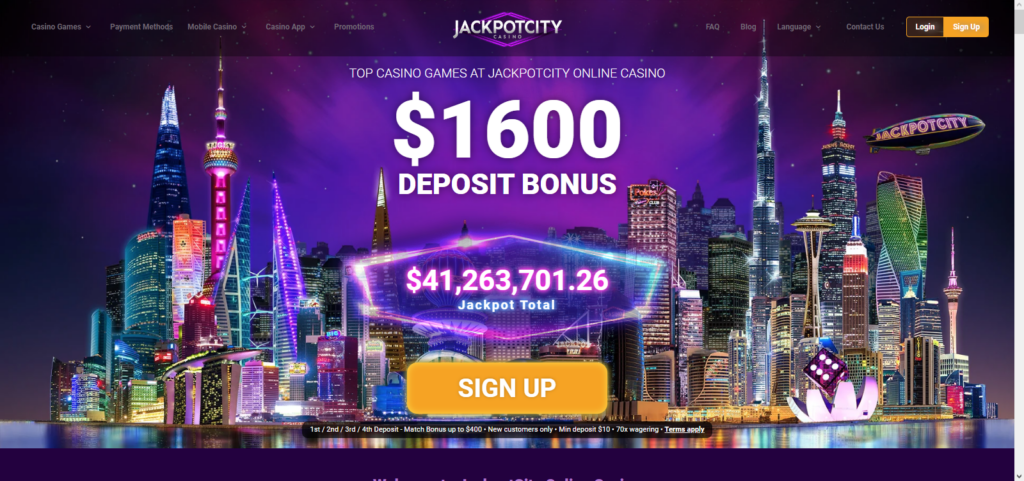 JackpotCity casino welcome bonus