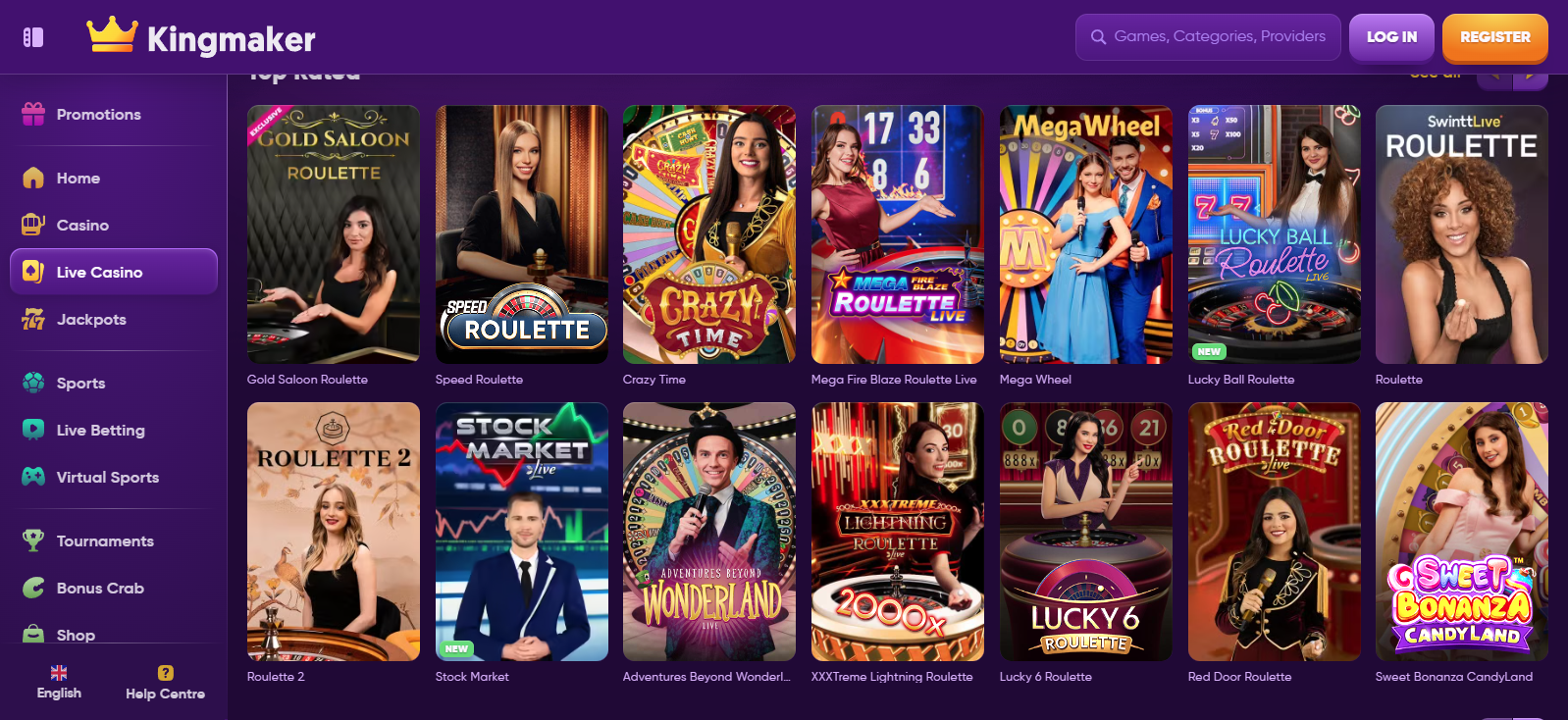 kingmaker casino live games