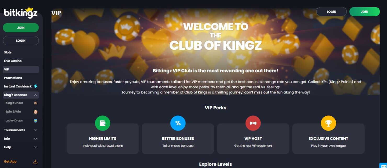 Bitkingz casino VIP program