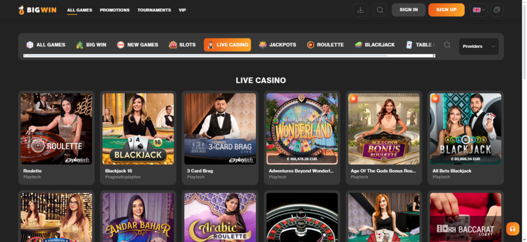 bigwin casino live games