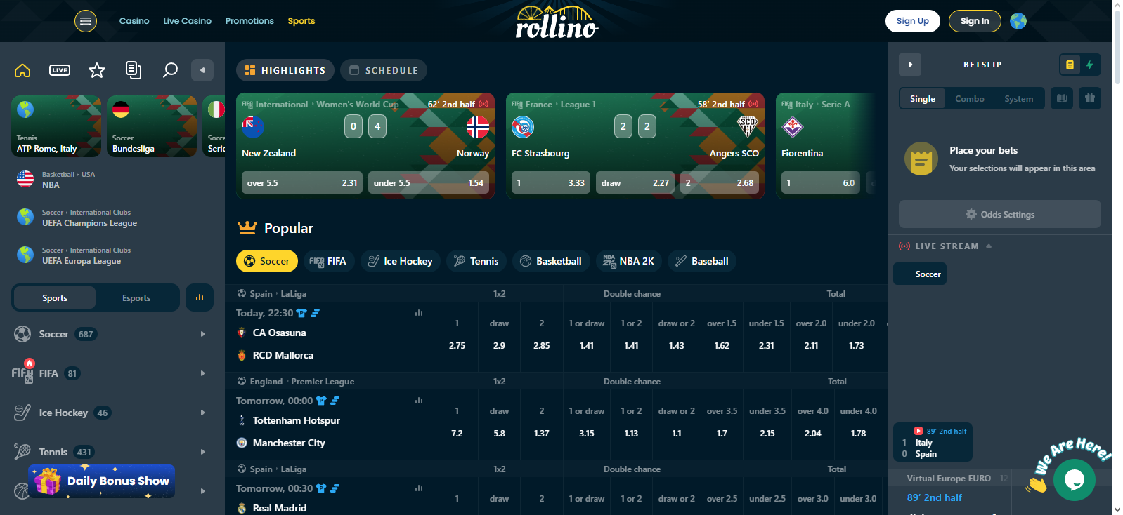 Rollino casino sports betting