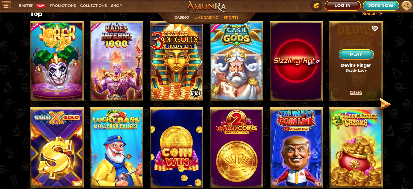 AmunRa online casino slots