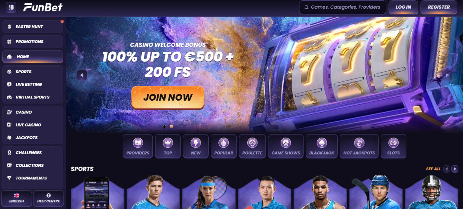 Funbet casino homepage