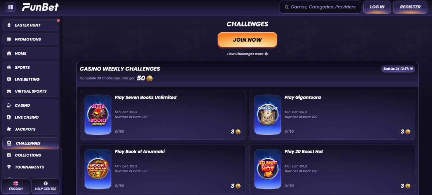 Funbet casino challenges