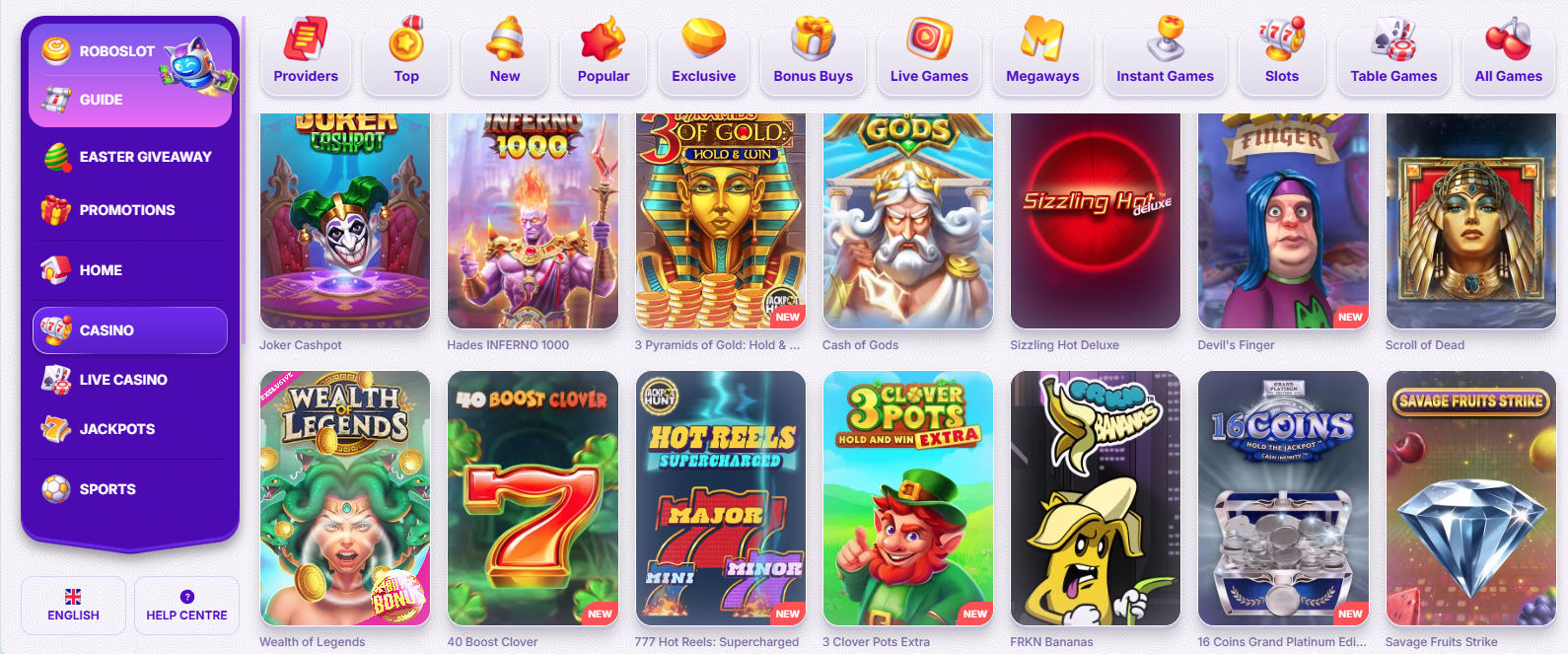 Robocat online casino games
