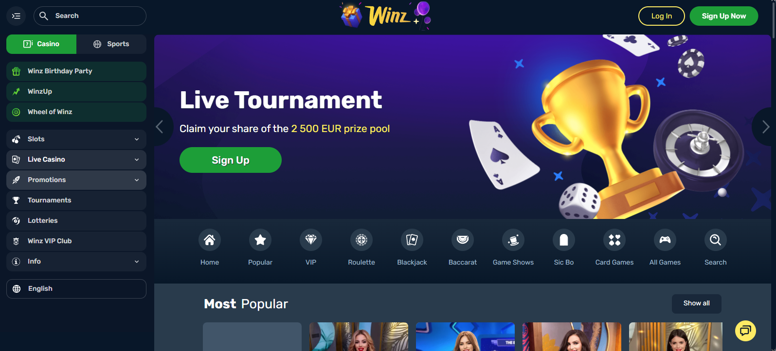 Winz casino live games