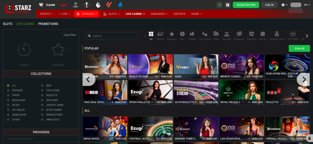 888starz casino live games