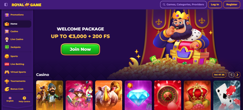 Royalgame casino homepage