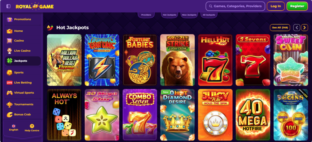 Royalgame casino jackpots