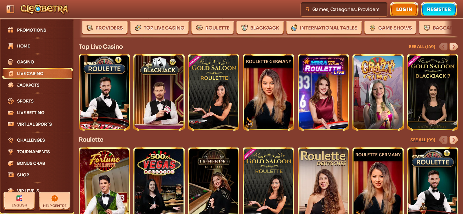Cleobetra Casino live games
