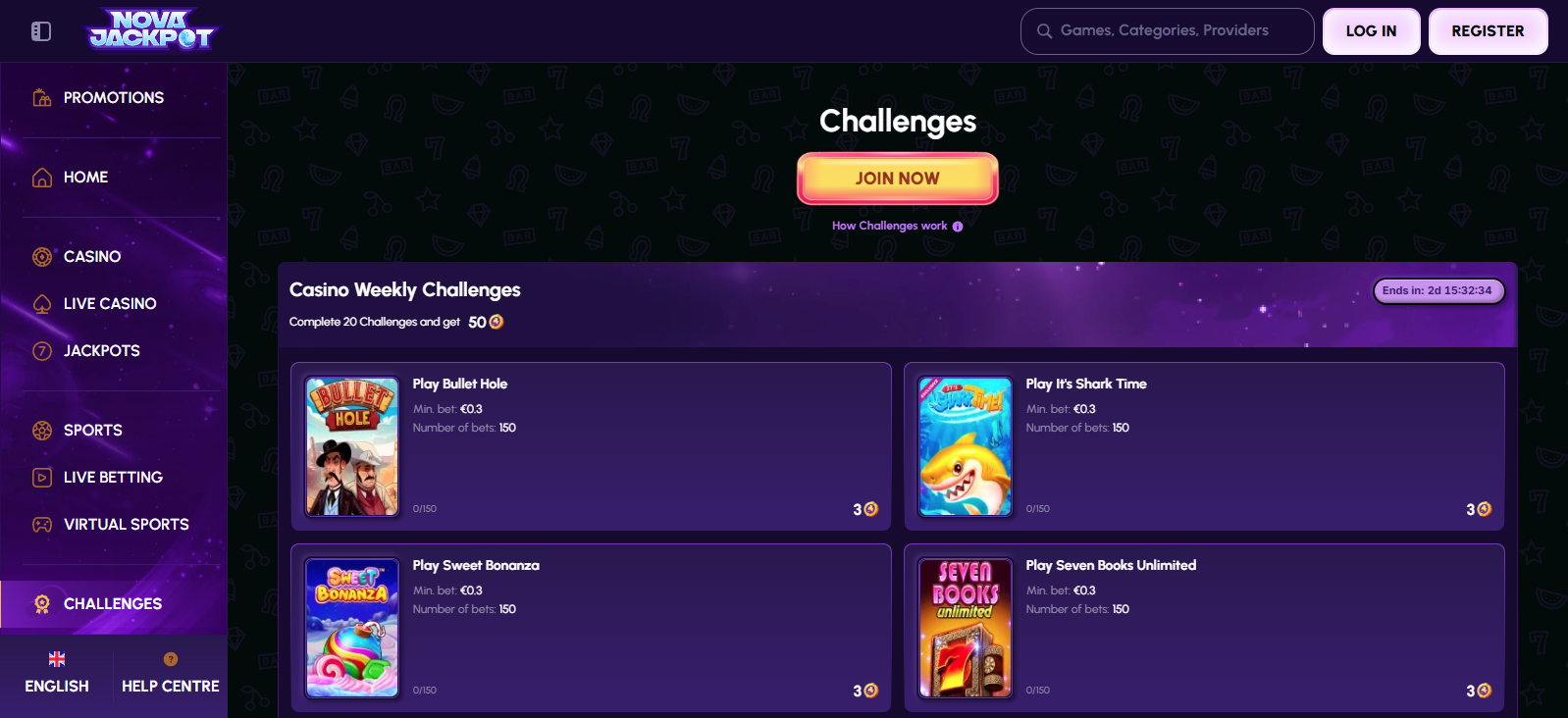 Novajackpot casino challenges