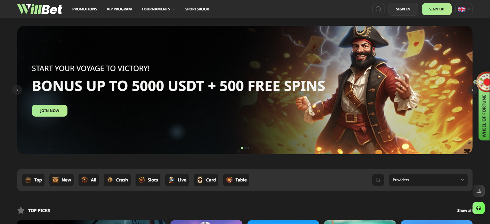 Willbet casino homepage