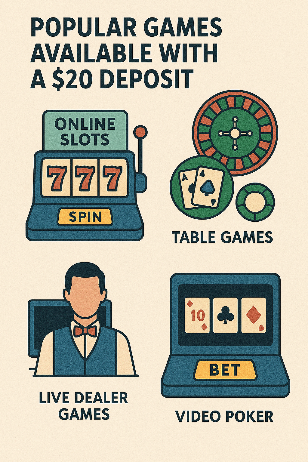 Popular Games Available with a $20 Deposit