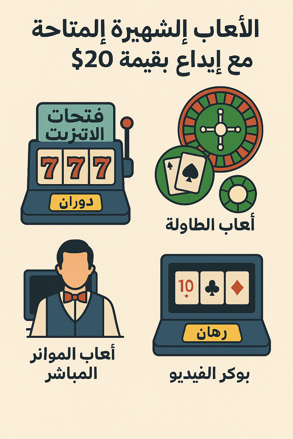 الألعاب الشهيرة المتاحة بإيداع $20
