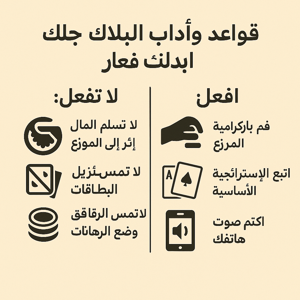 الفعّاليات والمحظورات في آداب بلاك جاك