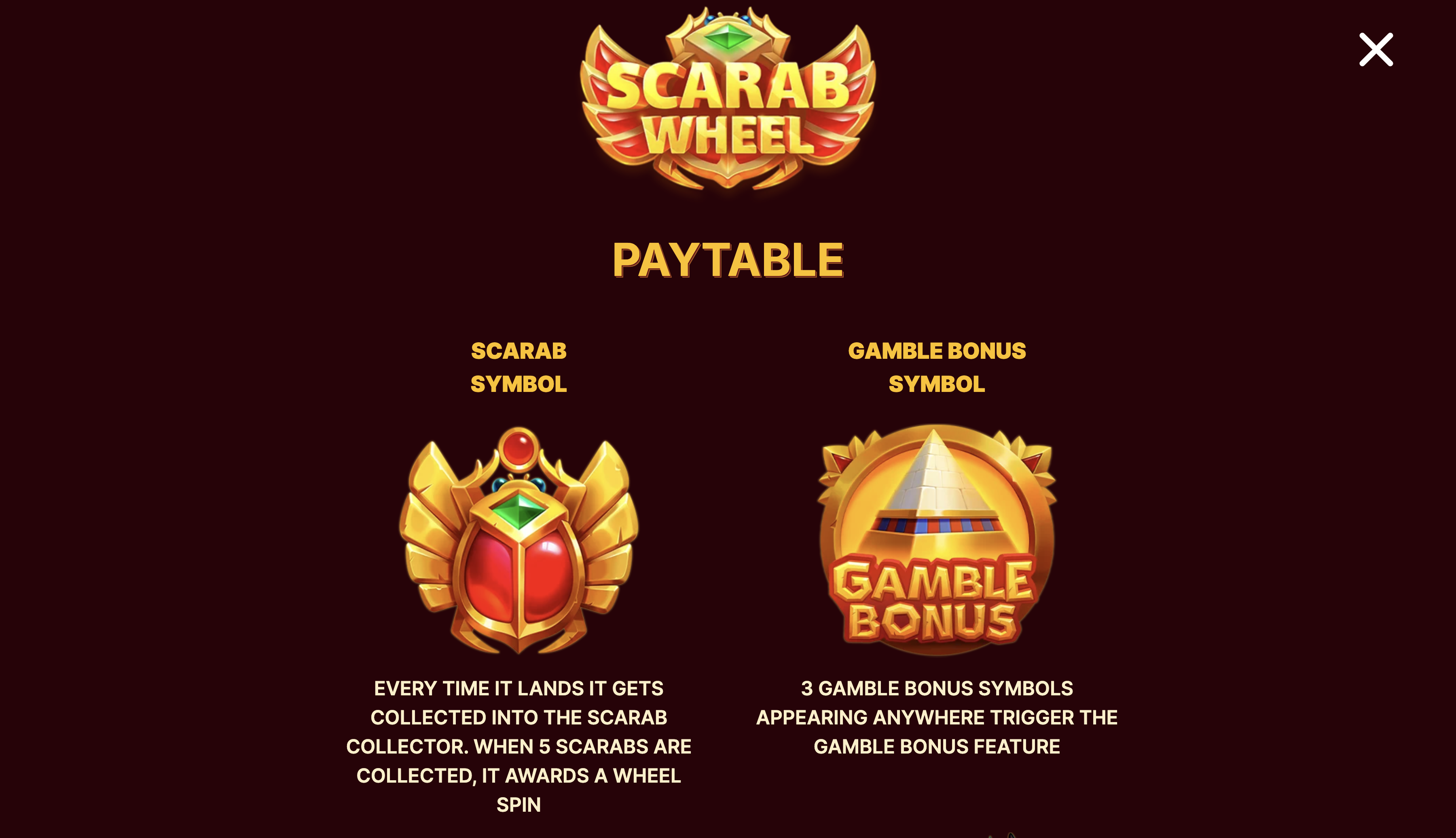 ميزات مكافأة Scarab Wheel